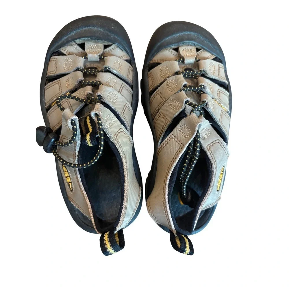Keen Newport H2 Kids Waterproof Hiking Sandals Tan Black Yellow Size 12